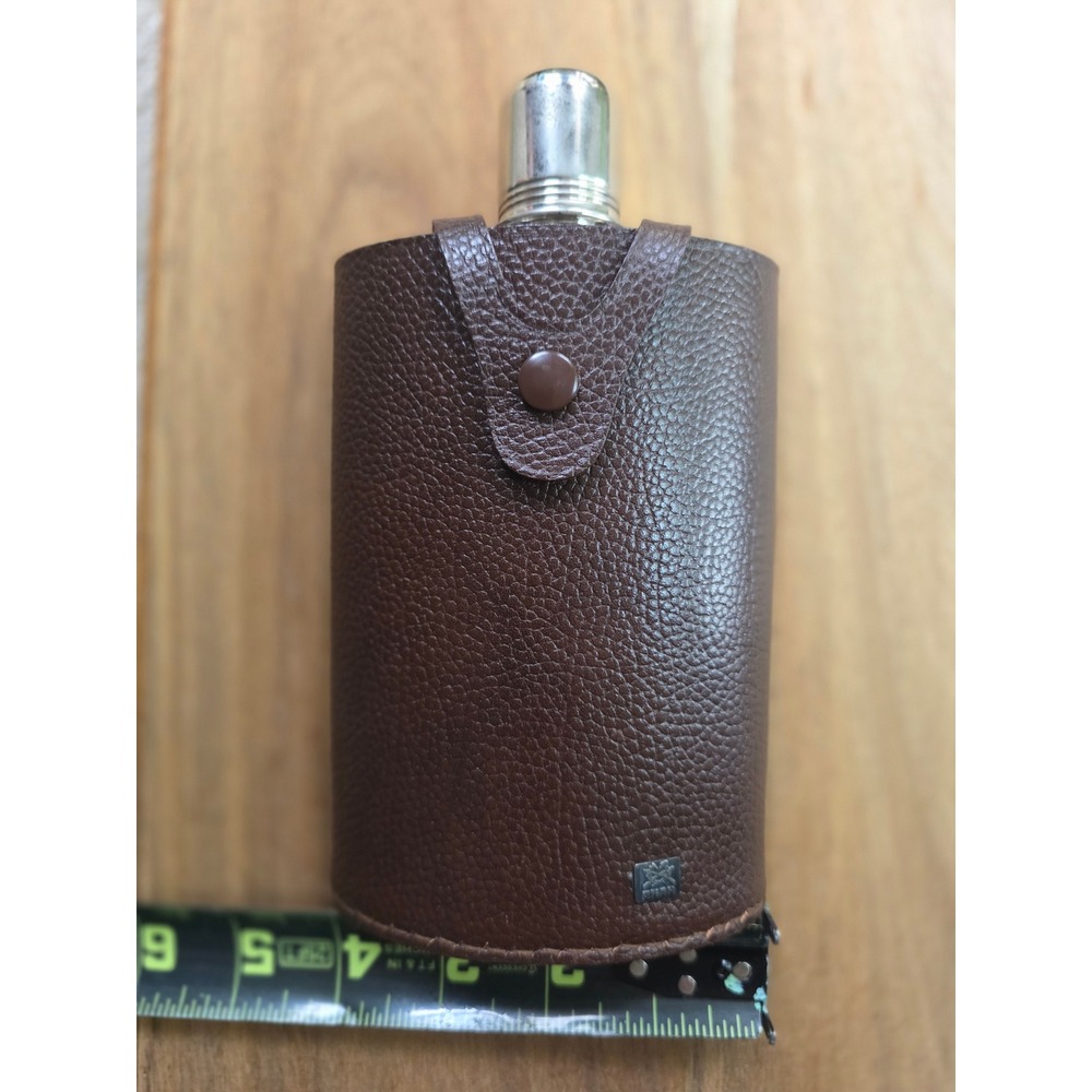 AKAH Jagerflasche Vintage Hip Flask Brown Leather Stainless Steel Hunting 78020 - Picture 14 of 16
